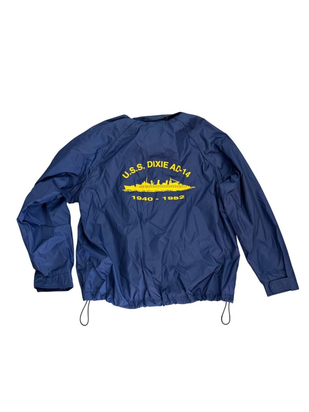 USS Dixie AD-14 Windbreaker Jacket L Navy 1940-1982 Blue Destroyer Tender Hood